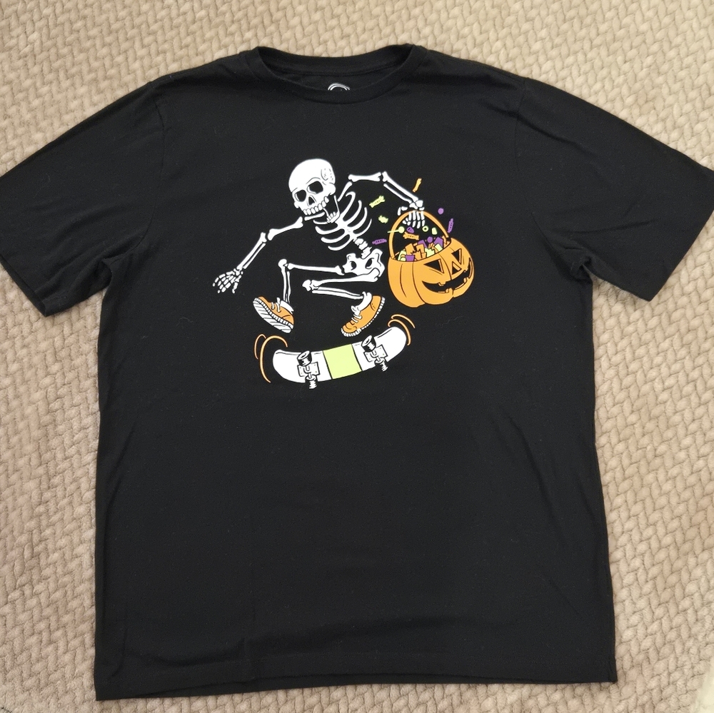 Wonder Nation Halloween Skeleton Skateboarder Youth Shirt XXL Size 18